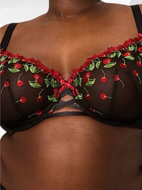 Cacique Seriously Sexy: Cherry Embroidered Bra 46C